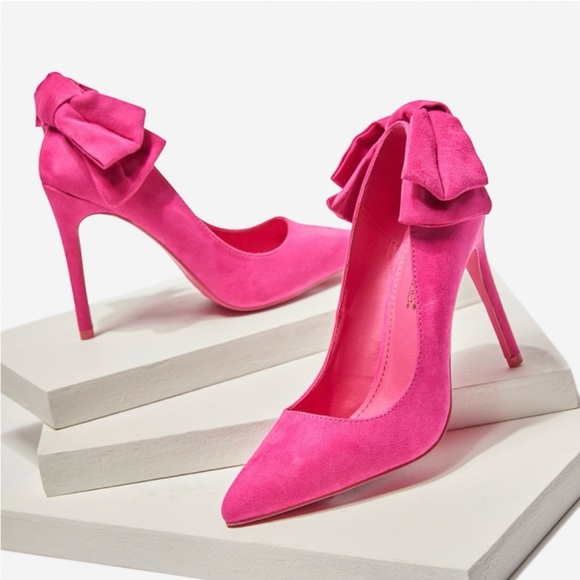 Gently Used Elegant Pink Women's Heels with Bow, Size 8.5 - Picture 1 of 10